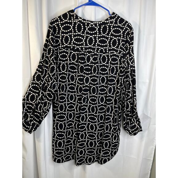 H&M top dress tunic women's small but oversize black white button up look - Picture 16 of 16